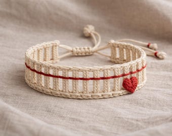 Crochet Bracelet Pattern Boho Ladder Design Heart Detail Adjustable Jewelry DIY Gift Tutorial PDF