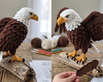 Majestic Bald Eagle Crochet Pattern Realistic Amigurumi Bird PDF Tutorial Download Digital toy gift
