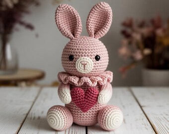 Bunny Cat Crochet Pattern PDF, Bunny  Decor, Romantic Amigurumi Toy, Valentine Gift