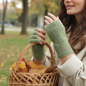 Crochet Fingerless Gloves Pattern Easy Textured Mitts PDF Ribbed Wrist Warmers Winter Accessories DIY