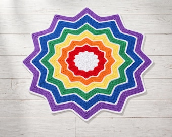 Starlight Crochet Pattern – Rainbow Star Blanket PDF, Colourful Throw Pattern, Instant Download