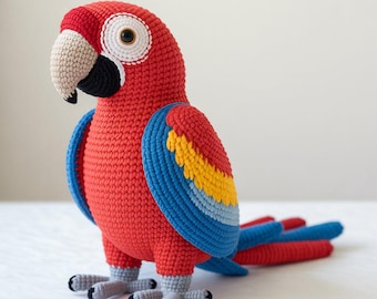 Macaw Parrot Crochet Pattern PDF Amigurumi Bird Instant Download Tropical gift Plush Digital Animal