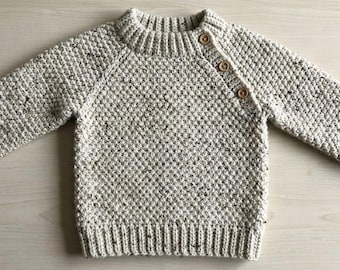 Moss Stitch Baby Sweater Crochet Pattern – Raglan Button Cardigan PDF (6–24 M)