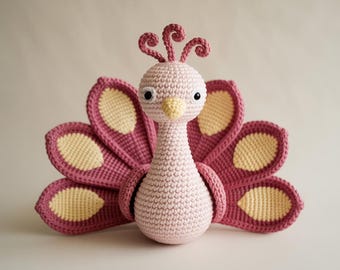 Peacock Amigurumi Crochet Pattern PDF – Beginner-Friendly Step-by-Step Tutorial, Instant Download Soft Toy