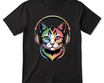 Rainbow Cat PNG,Colourful kitten Sublimation Design,Music Clipart , trendy tshirts, digital download svg