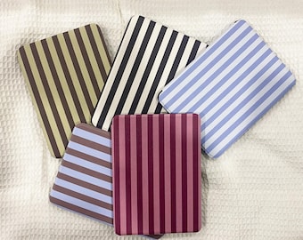 Vintage gestreepte Kindle & Kobo-hoes, afneembare magnetische hoes met doorzichtige achterkant, dubbelzijdige sterke magneet, minimalistisch cadeau