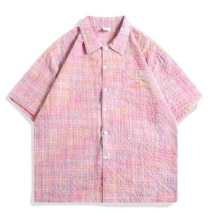 Rainbow Pastel Causal Dmt Pink Cotton Botton Up Top Shirt Brand New Clothing Kaleido scope Hippies Short Lsd Sleeve visual effect T shirt