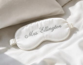 Masque de sommeil de mariée personnalisé, masque pour les yeux brodé personnalisé, cadeau mariée et demoiselle d'honneur, masque de sommeil de mariée, cadeau de mariage matinal