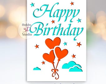Happy Birthday Colored Cut Card SVG