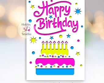 Happy Birthday Colored Card SVG