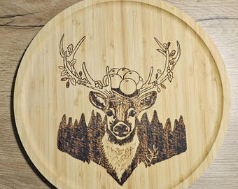 Tabla de madera personalizada para aperitivos de Ø 32 cm – también apta como plato para pizza – con el diseño que elijas