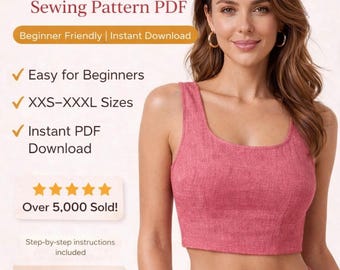 Frauen Tank Top Schnittmuster PDF | DIY Sommer Tank Top | Anfänger Freundliche Frauen ausgestattet Crop Top XxS-XXXL Sofort-Download