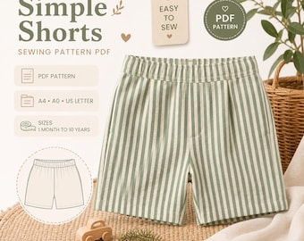 Kinder Shorts Schnittmuster Für Kinder Shorts Muster Für Kleinkinder Shorts PDF Pattern Für Jugendliche Größe 1 Monat bis 10 Jahre