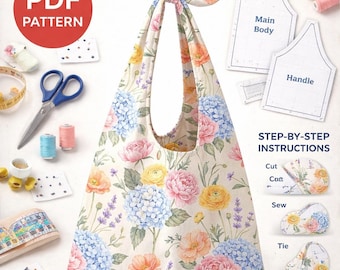Knotenhenkel Tasche Schnittmuster PDF | Einfache Hobo Tasche DIY | Slouchy Schultertasche Muster | Anfänger Nähprojekt | Sofort Download