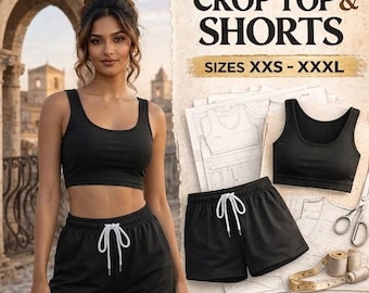 Frauen Top und Shorts Schnittmuster - Tank Top und Shorts PDF Pattern | DIY Tank Top Shorts mit elastischer Taille | Einfaches Nähmuster für Anfänger