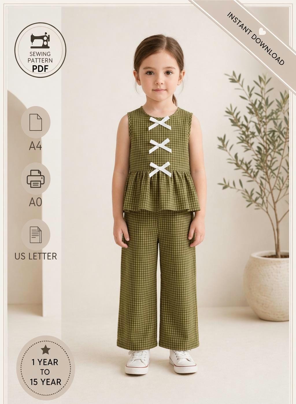 Kids Top and Pants Sewing Pattern PDF | Toddler Outfit Pattern A4 A0 US ...
