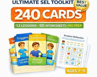 Emotional Regulation Bundle: 12 Lessons and 50 Worksheets Ages 7–9