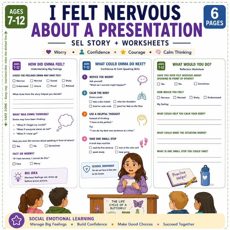 Presentation Anxiety Worksheets for Kids