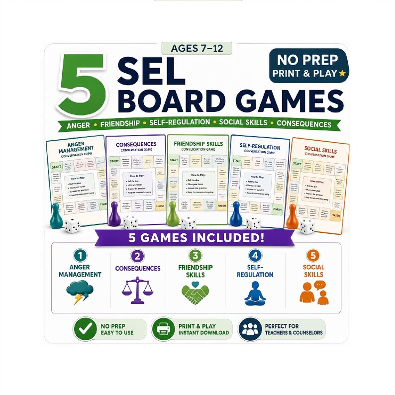 Printable SEL Board Games for Kids