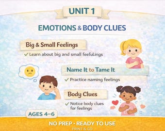 Understanding Emotions/ Social Emotional Learning for Kids ages 4-6 /3 lessons | SEL Worksheets,