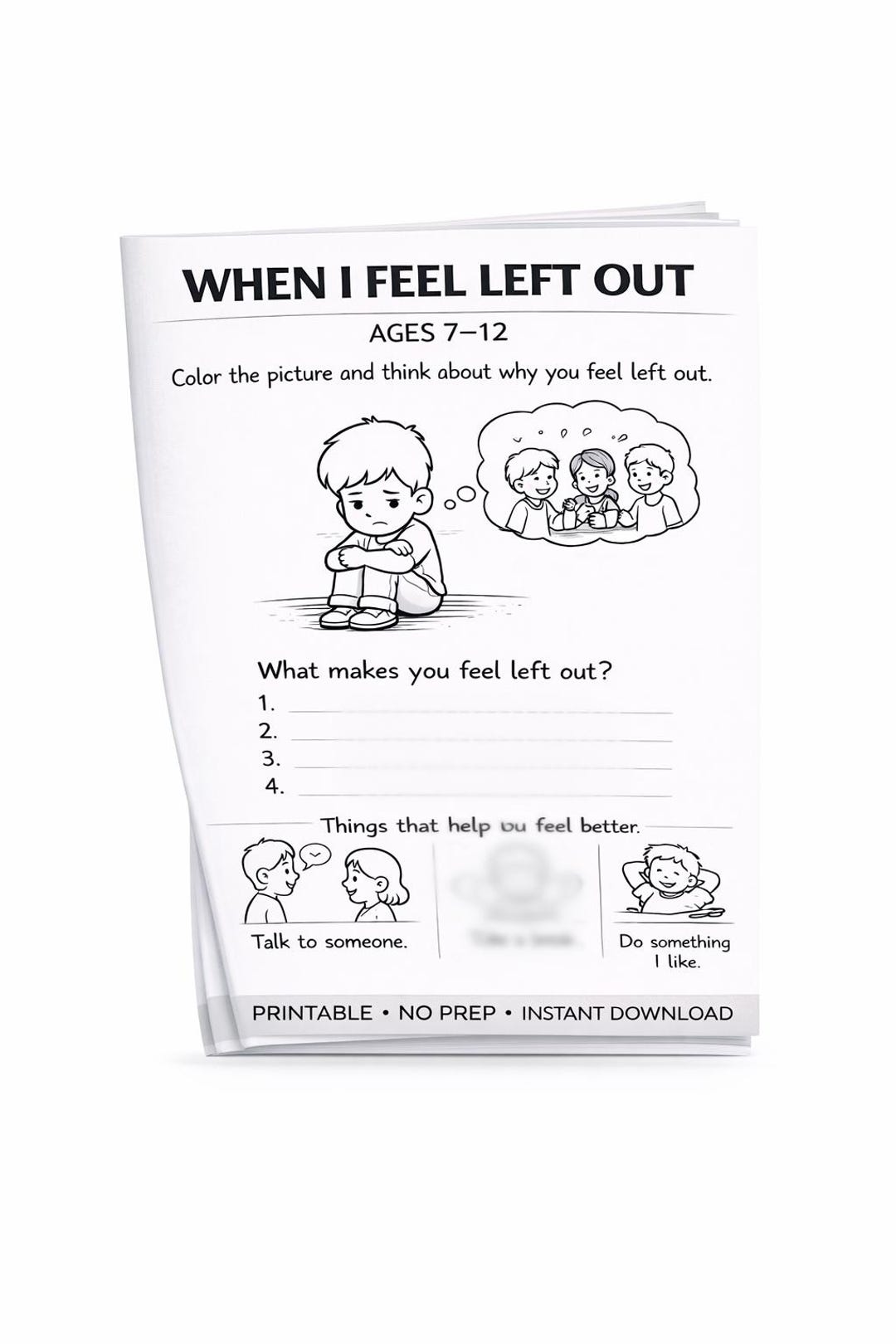 Feeling Left Out Worksheet for Kids Ages 7–12 – SEL Printable ...