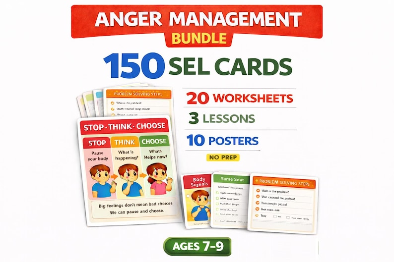 Kids Anger Management SEL Bundle – Ages 7-9