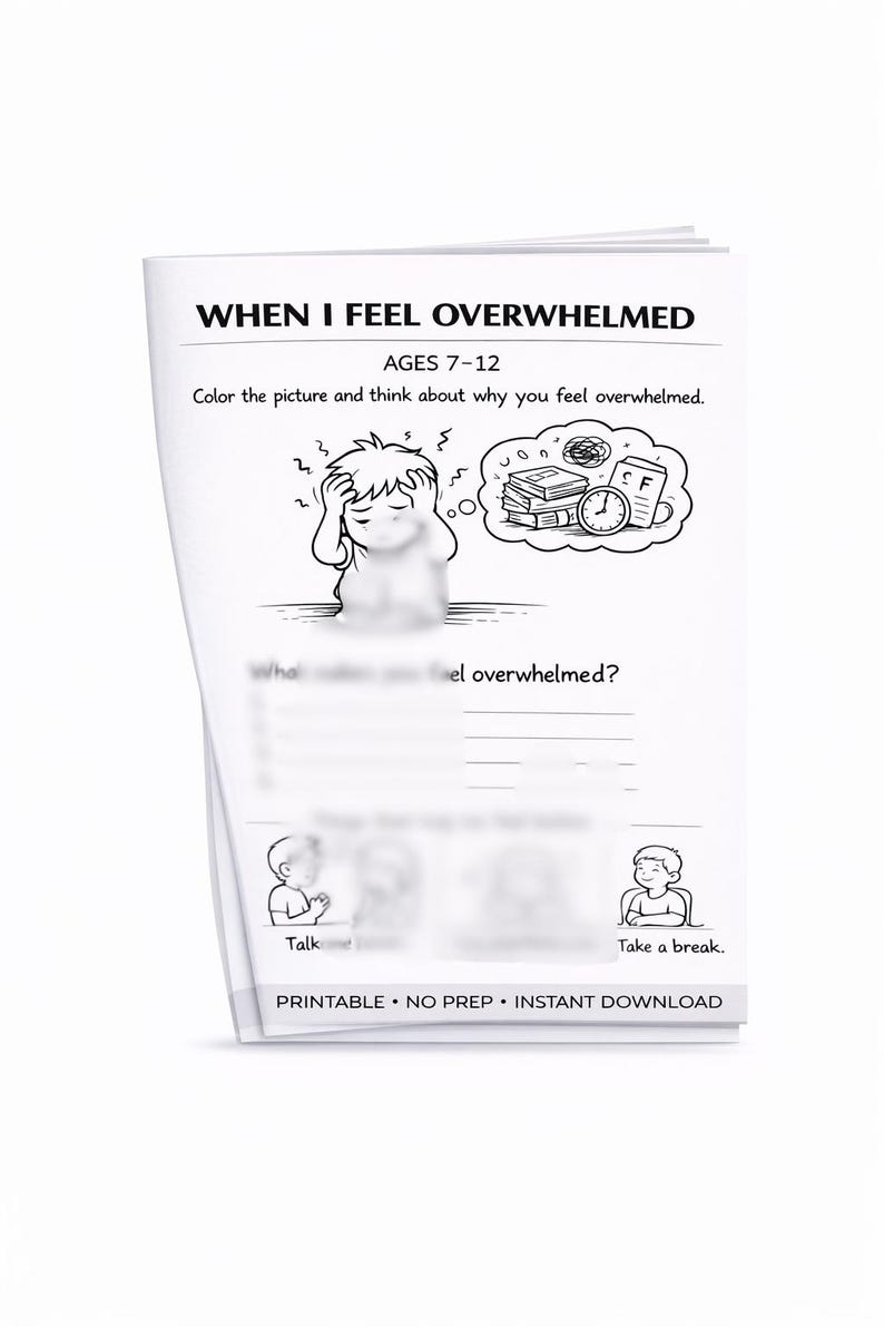 Overwhelmed Worksheet for Kids Ages 7–12