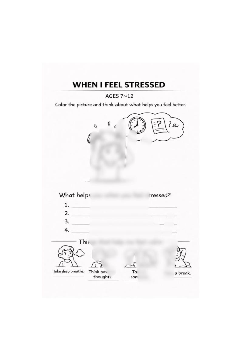 Stressed Worksheet for Kids Ages 7–12