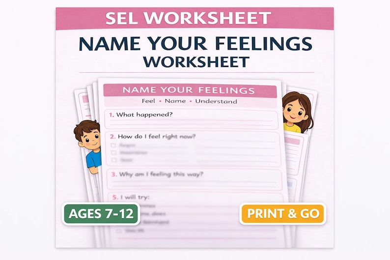 Name Your Feelings Worksheet | Behavior Reflection Activity