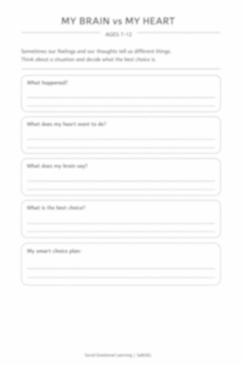 Kids Decision Making Worksheet – Impulse Control SEL Activity (Ages 7-12)