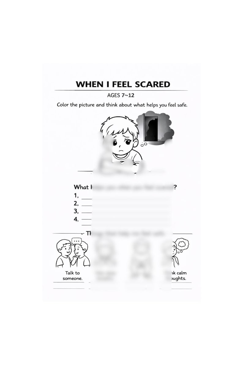 Scared Worksheet for Kids Ages 7–12