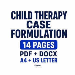 Child Therapy Case Formulation Workbook, Printable Forms for Practitioners, PDF and Editable DOCX Kit