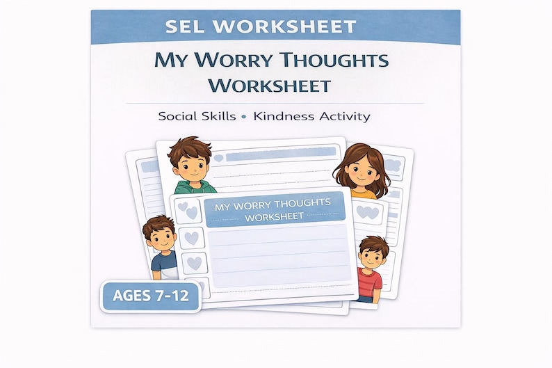 My Worry Thoughts Worksheet | Behavior Reflection Activity