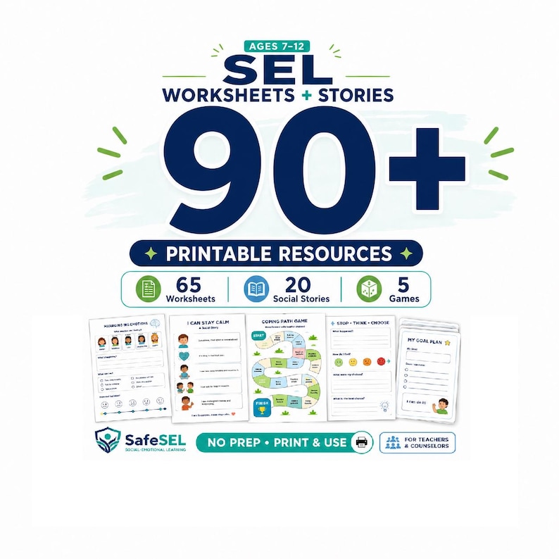 School Counselor SEL Worksheets & Social Stories
