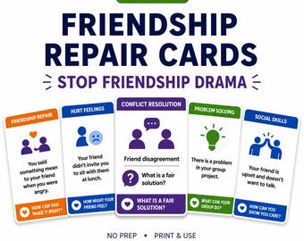 60 Friendship Repair and Social Skills Scenario Cards