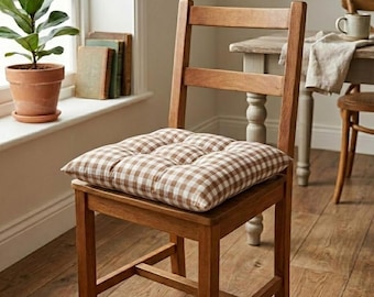 Op maat getuft stoelkussen, linnen bankkussen, zitkussen boerderijraam