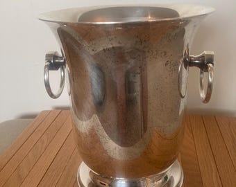 Vintage silver-plated ice bucket with ring handles