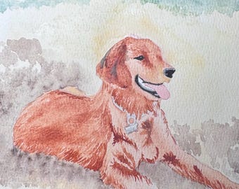 Custom Watercolor Pet Portrait: Hand-Painted Dog & Cat Memorial
