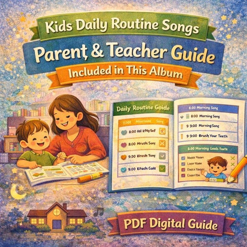 Kids Daily Routine Songs Guide | Ages 3-7 (digital Download) - Etsy