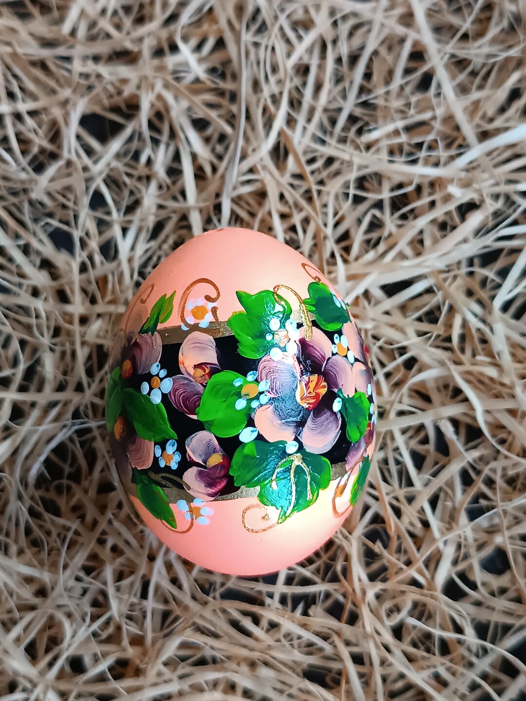 Hand-painted Ukrainian Pysanka Egg – Floral Garland Folk Art Easter ...