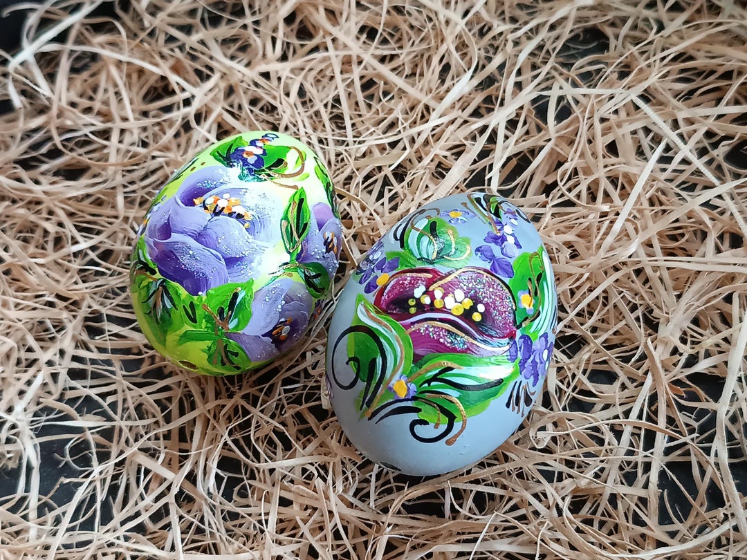 Hand Painted Pysanka Easter Egg Set – Ukrainian Floral Folk Art - Etsy