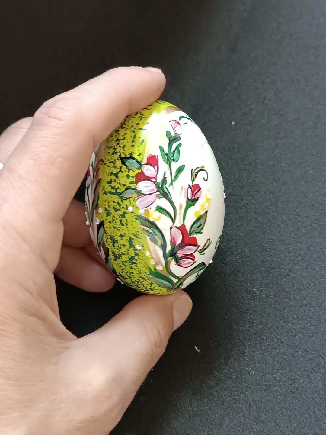 Hand Painted Duck Egg Pysanka, Floral Miniature Art, Ukrainian Easter ...