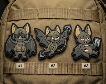 Parche táctico de bate de PVC: Insignia personalizada para mochilas y equipo (3 pulgadas)
