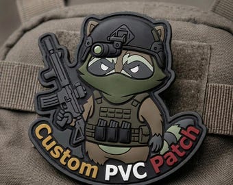 Parche táctico personalizado de mapache de PVC – Equipamiento militar para mejorar la moral (3 pulgadas)