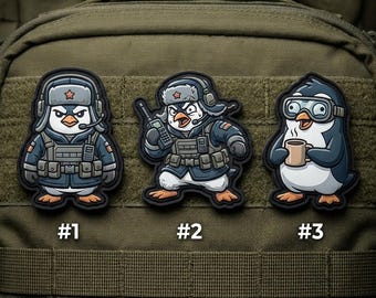 Parche táctico de PVC Penguin: Accesorio para mochilas de la División de la Guerra Fría que inspira moral.
