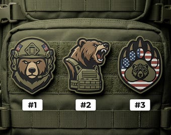 Juego de 3 parches de PVC de la División de Asalto Patriot Bear, regalo militar táctico para veteranos, Día de la Independencia.