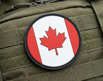 Parche de PVC con la bandera de Canadá – Parche táctico de goma con velcro para aficionados al fútbol