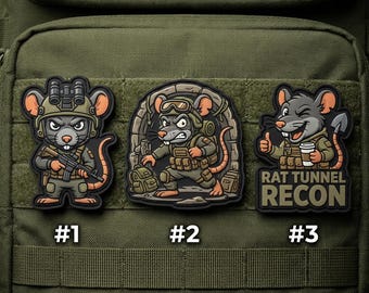 Parche de PVC de Rat Tunnel Recon, insignia táctica militar para mochila.