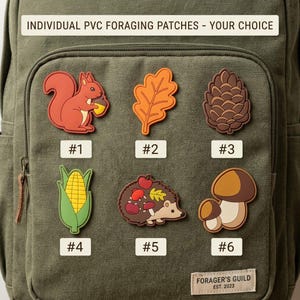 Foraging PVC Morale Patch – Squirrel, Mushroom, Pinecone (3 Inch)