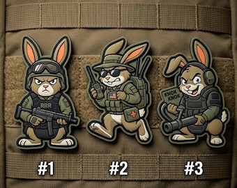 Parche de respuesta rápida Rabbit de PVC, táctico militar, para mochilas, regalo para soldados de airsoft.